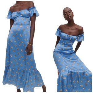 Reformation Blue Floral Midi Dress